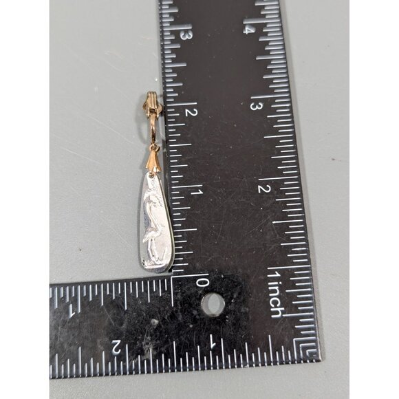 Vintage Iridescent Glass Flamingo Intaglio Teardrop Clip On Earrings - Picture 7 of 7